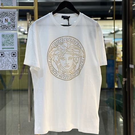 versace medusa tee white|Versace crystal medusa t shirt.